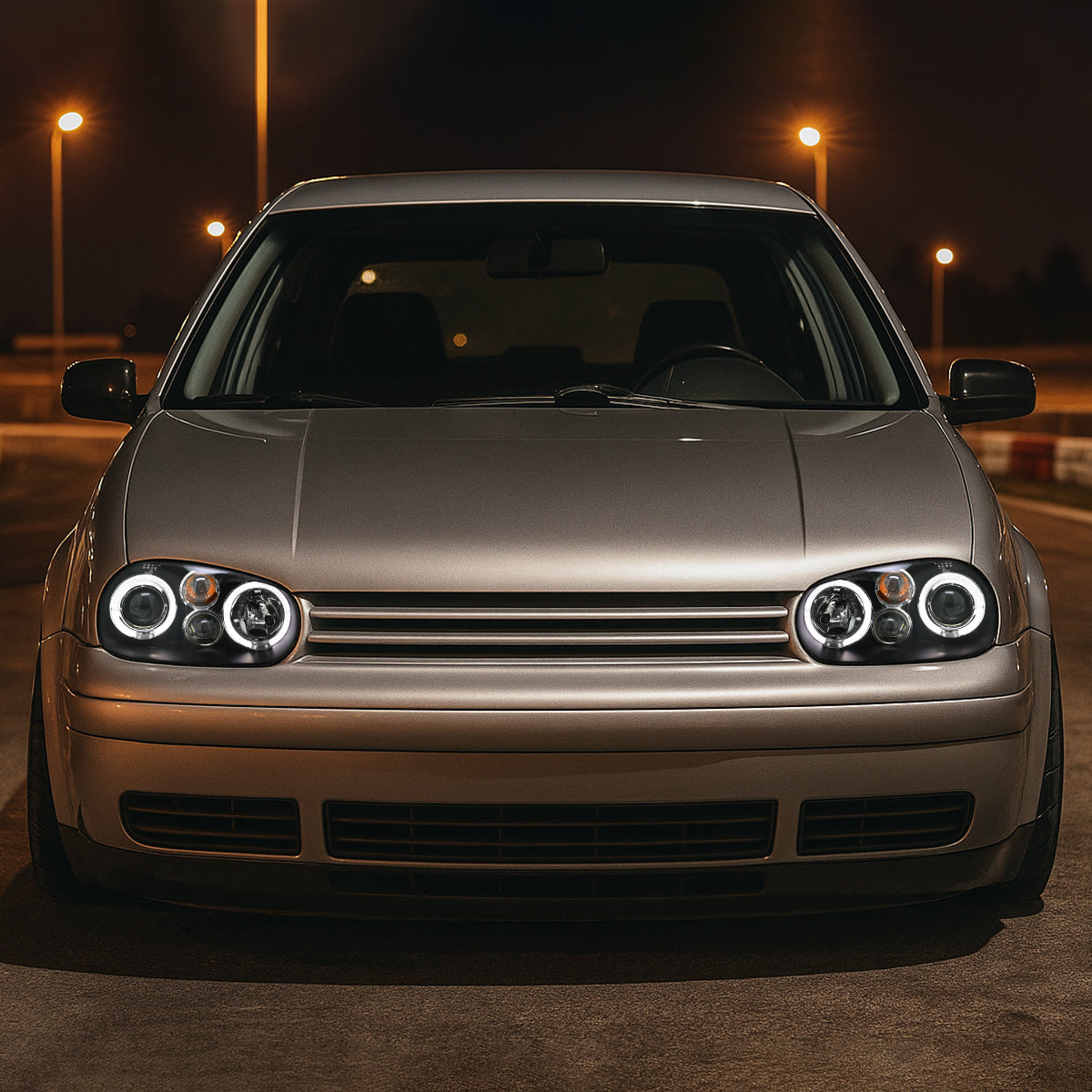 Ronnin - Fits 1999-2006 Volkswagen Golf MK4 GTI Cabrio R32 Upgrade Replacement LED Dual Rims Projector Headlights Assembly Pair | Black