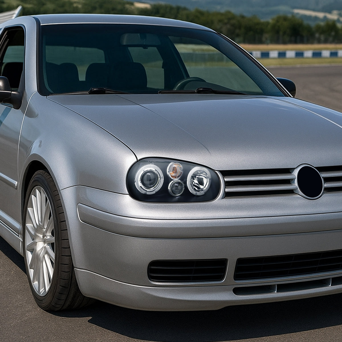 Ronnin - Fits 1999-2006 Volkswagen Golf MK4 GTI Cabrio R32 Upgrade Replacement LED Dual Rims Projector Headlights Assembly Pair | Black