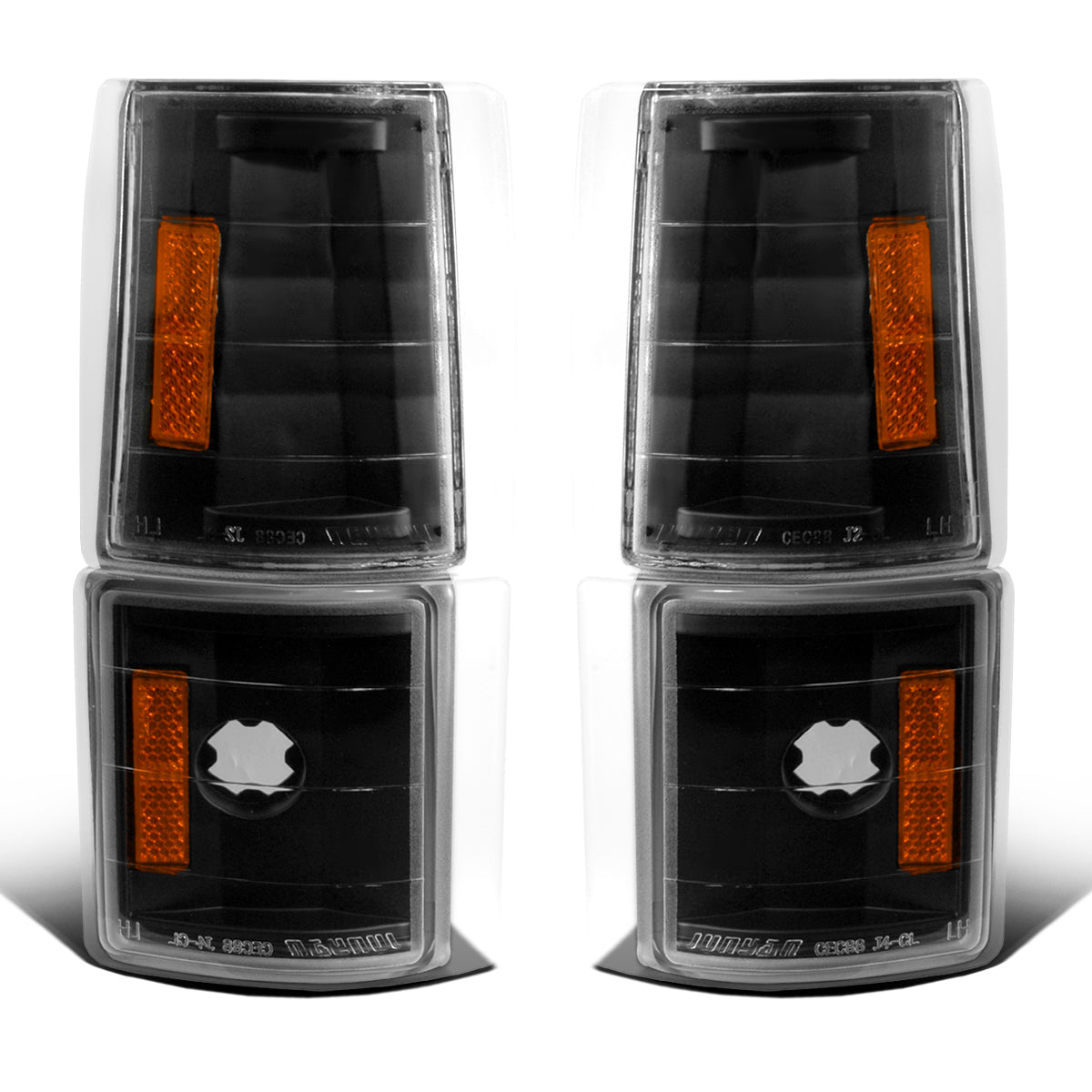 Ronnin - Fits 1994-1999 GMC C/K 1500 2500 3500 Suburban Sierra Yukon Factory Replacement Corner Lights Assembly Pair | Black