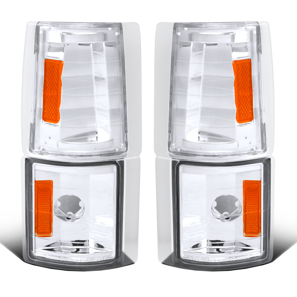 Ronnin - Fits 1994-1999 GMC C/K 1500 2500 3500 Suburban Sierra Yukon Factory Replacement Corner Lights Assembly Pair | Chrome