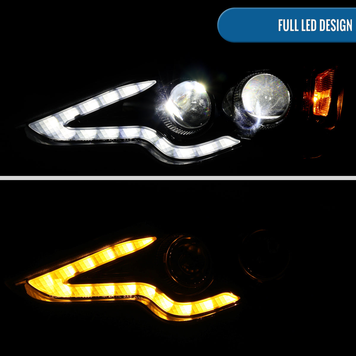 Ronnin - Fits 2014-2016 Lexus IS250 IS350 Upgraded Replacement Full LED Dual Projector Headlights Switchback Turn Signals Assembly Pair | Black Smoke