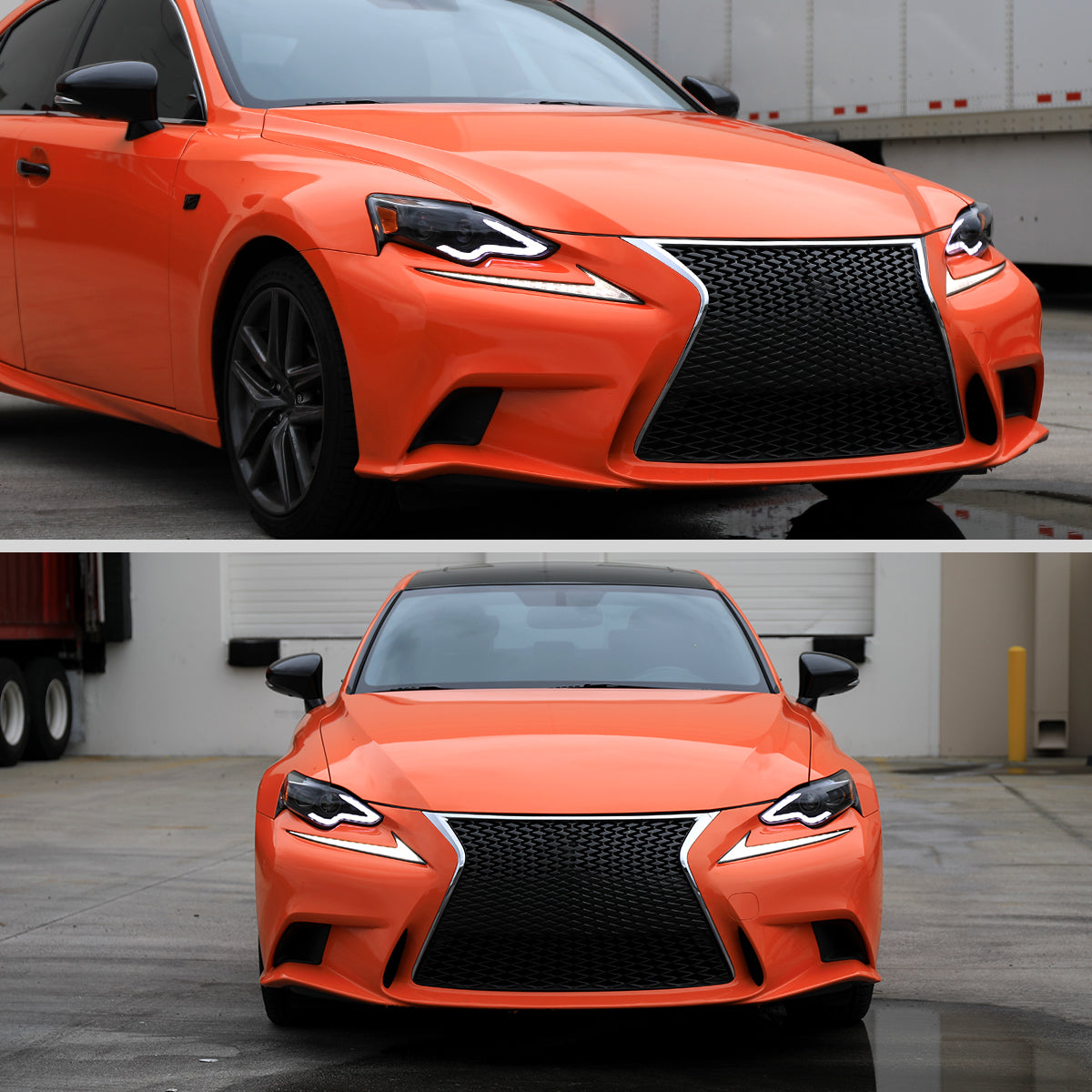 Ronnin - Fits 2014-2016 Lexus IS250 IS350 Upgraded Replacement Full LED Dual Projector Headlights Switchback Turn Signals Assembly Pair | Black