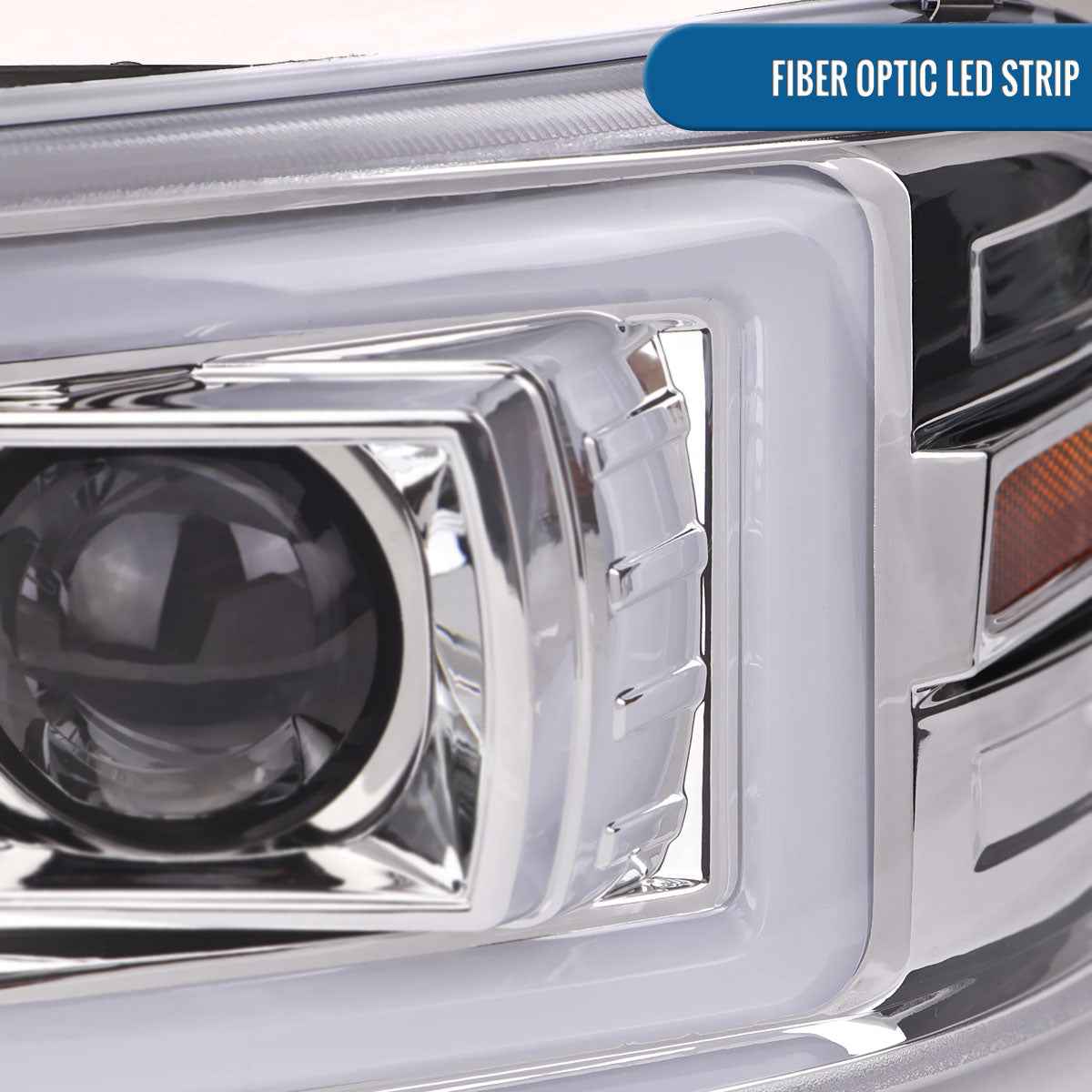 Ronnin - Fits 1999-2007 GMC Sierra Yukon XL Denali Upgraded Replacement LED Tube Running Lights Projector Headlights Assembly Pair | Chrome