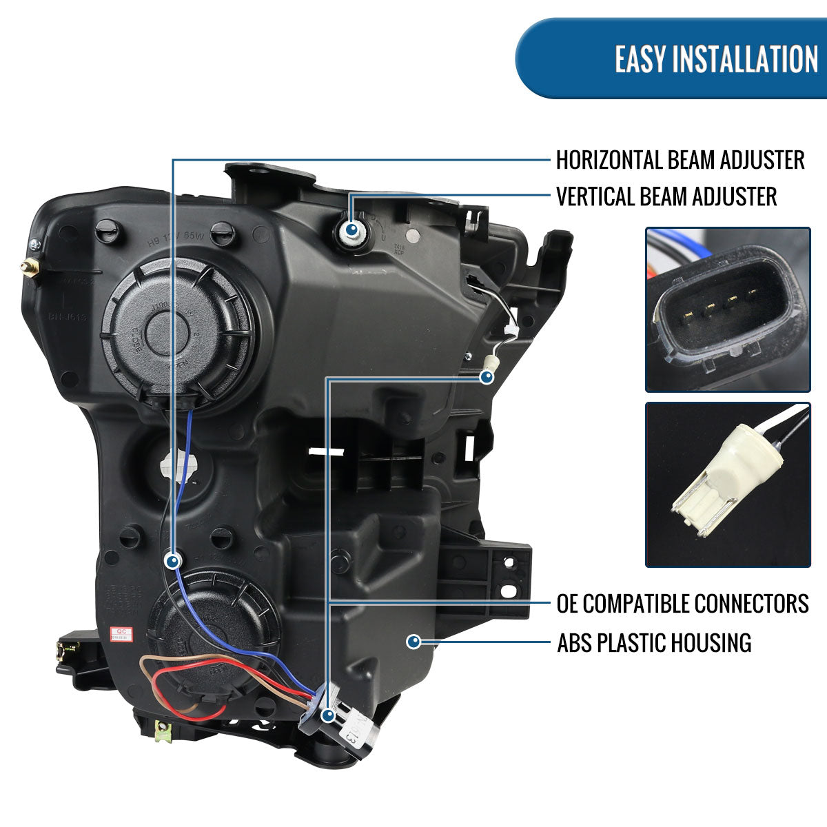 Ronnin - Fits 2015-2017 Ford F150 Upgraded Replacement LED Projector Headlights Assembly Pair | Black Smoke