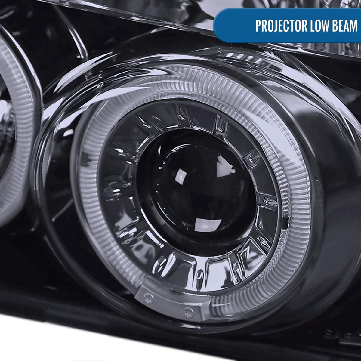 Ronnin - Fits 1992-1996 Ford F150 F250 F350 Bronco Upgrade Replacement LED Dual Rims Projector Headlights Assembly Pair | Black Smoke