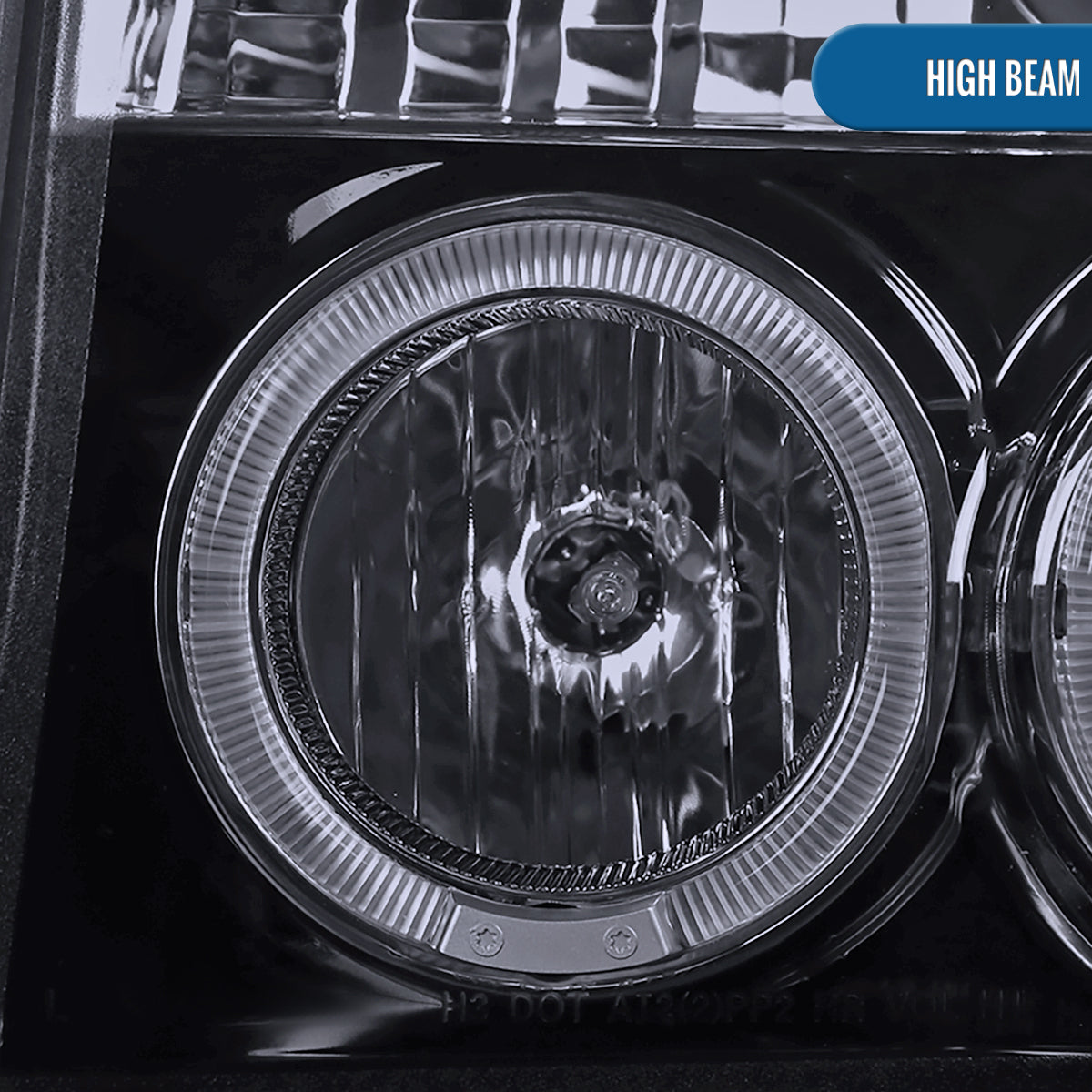 Ronnin - Fits 1992-1996 Ford F150 F250 F350 Bronco Upgrade Replacement LED Dual Rims Projector Headlights Assembly Pair | Black Smoke