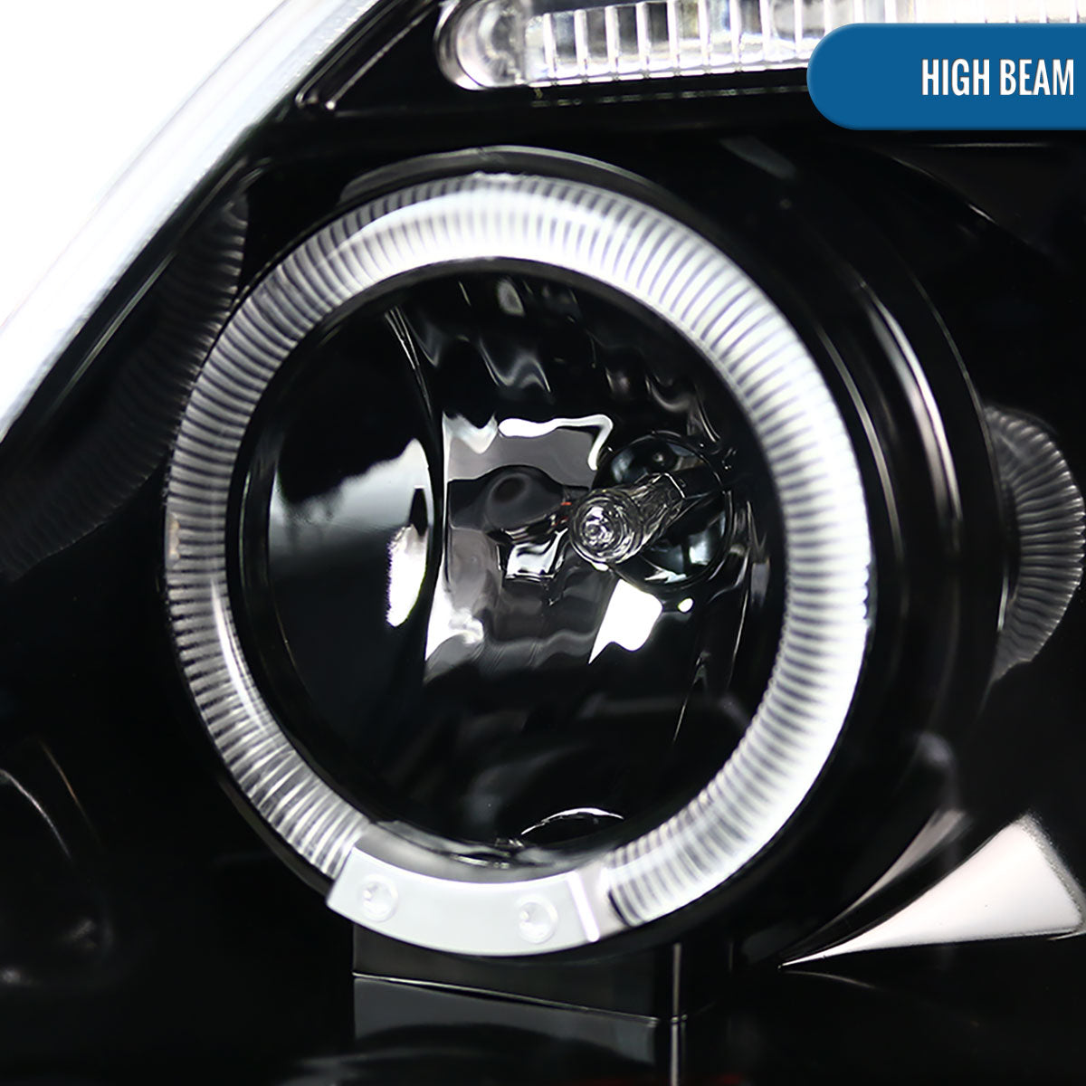 Ronnin - Fits 1997-2004 Ford F150 1997-2002 Ford Expedition Upgrade Replacement LED Dual Rims Projector Headlights Assembly Pair | Gloss Black