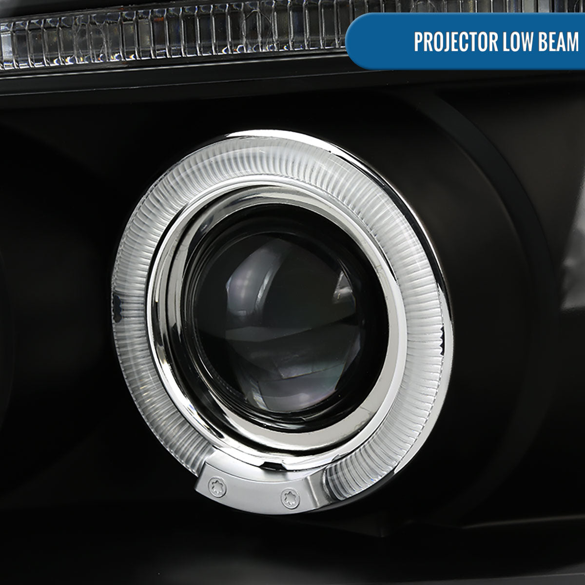 Ronnin - Fits 1997-2004 Ford F150 1997-2002 Ford Expedition Upgrade Replacement LED Dual Rims Projector Headlights Assembly Pair | Black