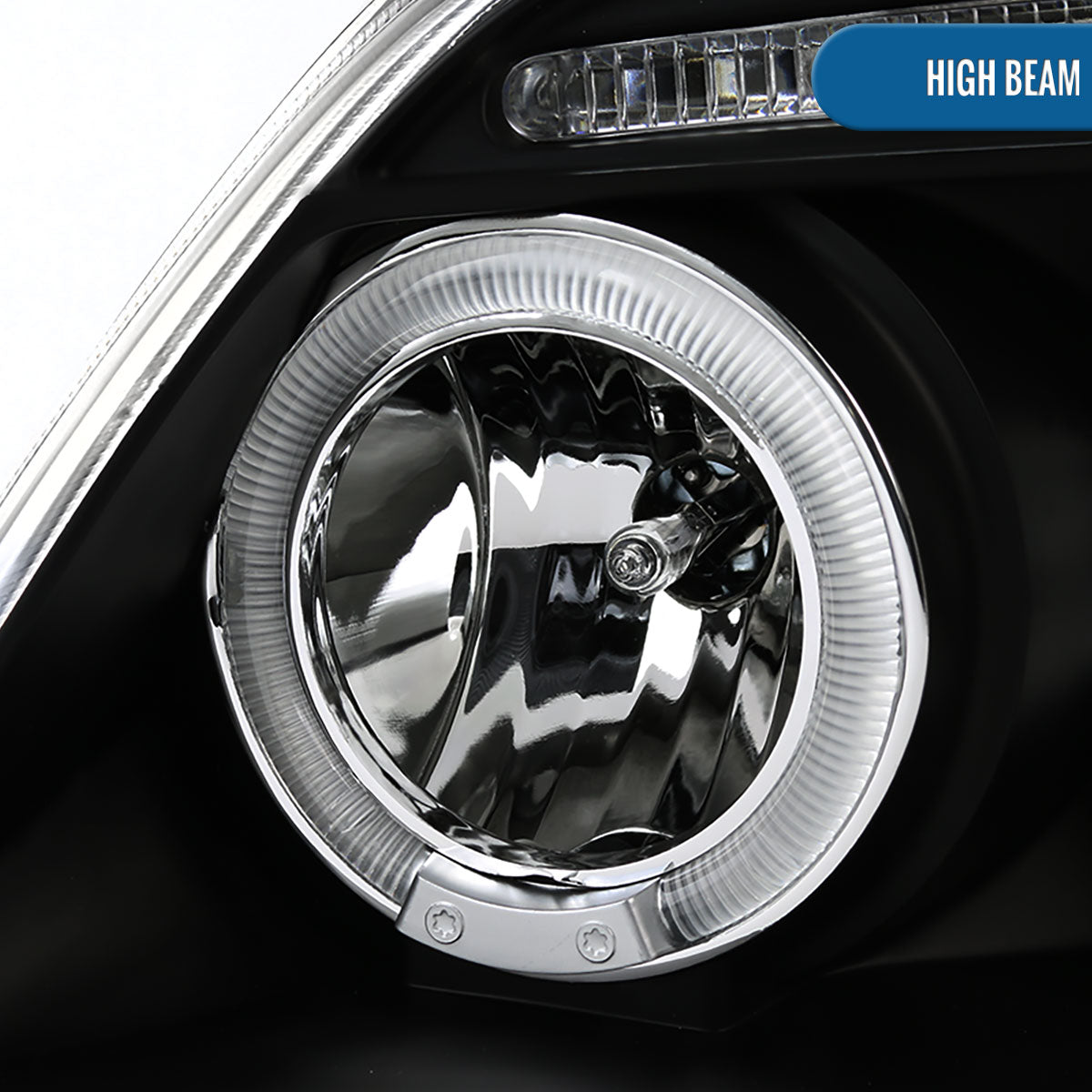 Ronnin - Fits 1997-2004 Ford F150 1997-2002 Ford Expedition Upgrade Replacement LED Dual Rims Projector Headlights Assembly Pair | Black