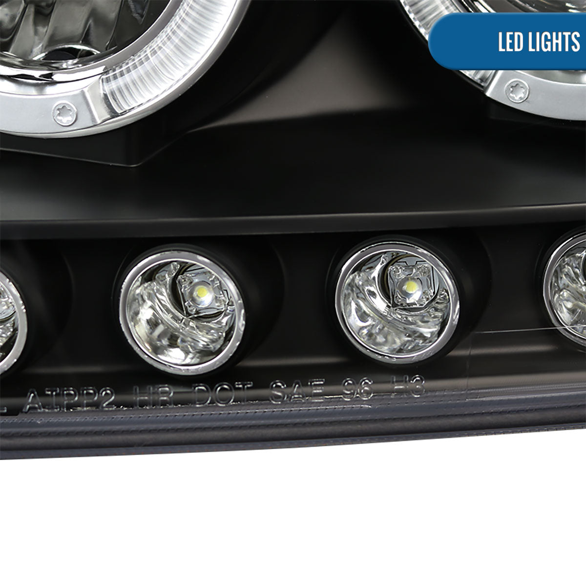 Ronnin - Fits 1997-2004 Ford F150 1997-2002 Ford Expedition Upgrade Replacement LED Dual Rims Projector Headlights Assembly Pair | Black