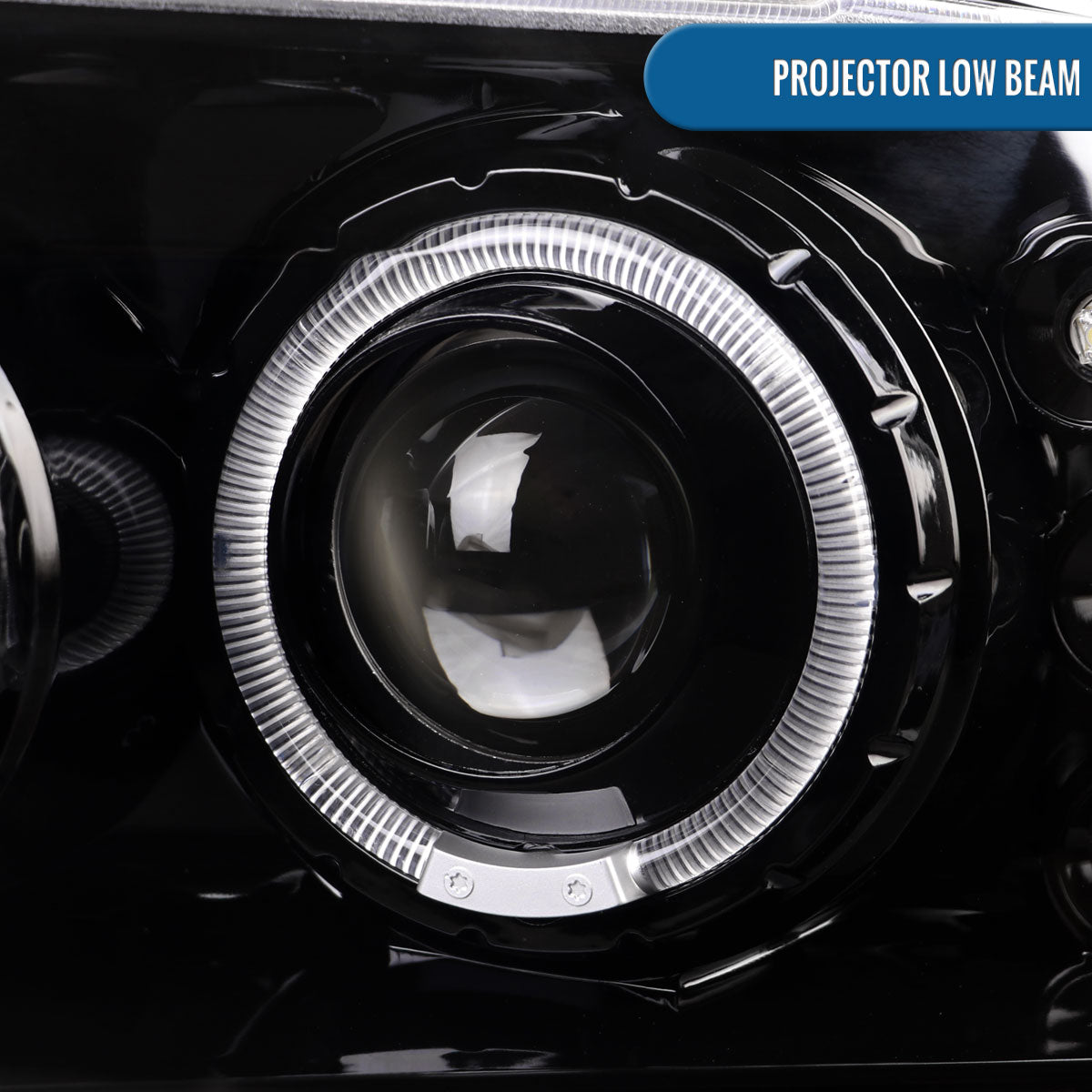 Ronnin - Fits 1999-2004 Ford F250 F350 F450 F550 Excursion US Spec Upgrade Replacement LED Dual Rims Projector Headlights Assembly Pair | Gloss Black