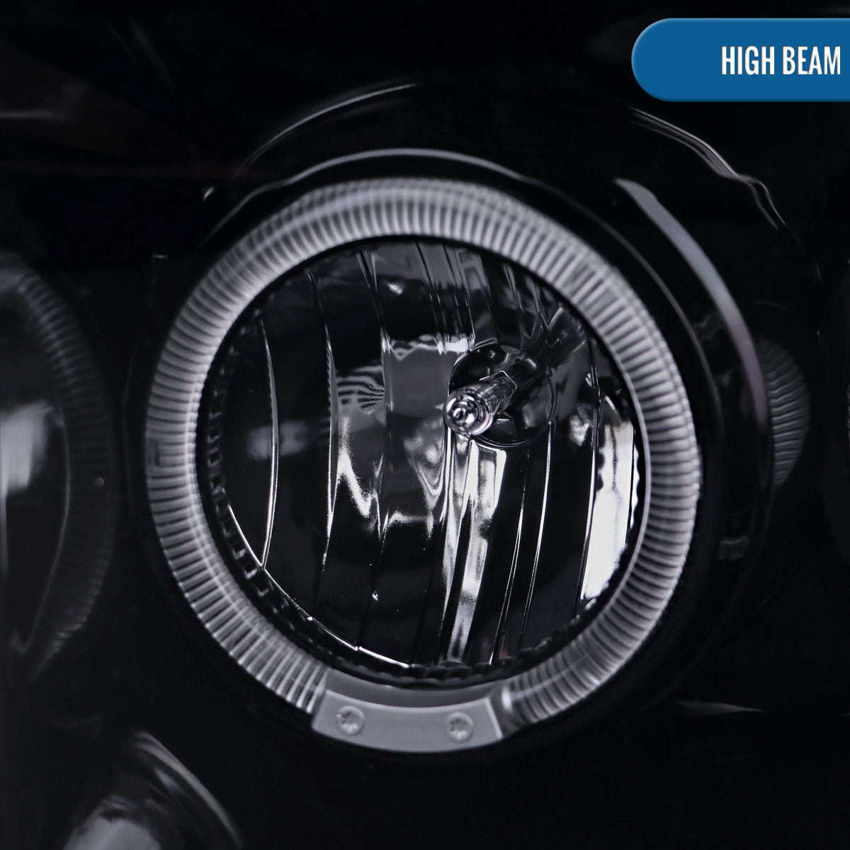 Ronnin - Fits 1999-2004 Ford F250 F350 F450 F550 Excursion US Spec Upgrade Replacement LED Dual Rims Projector Headlights Assembly Pair | Smoke