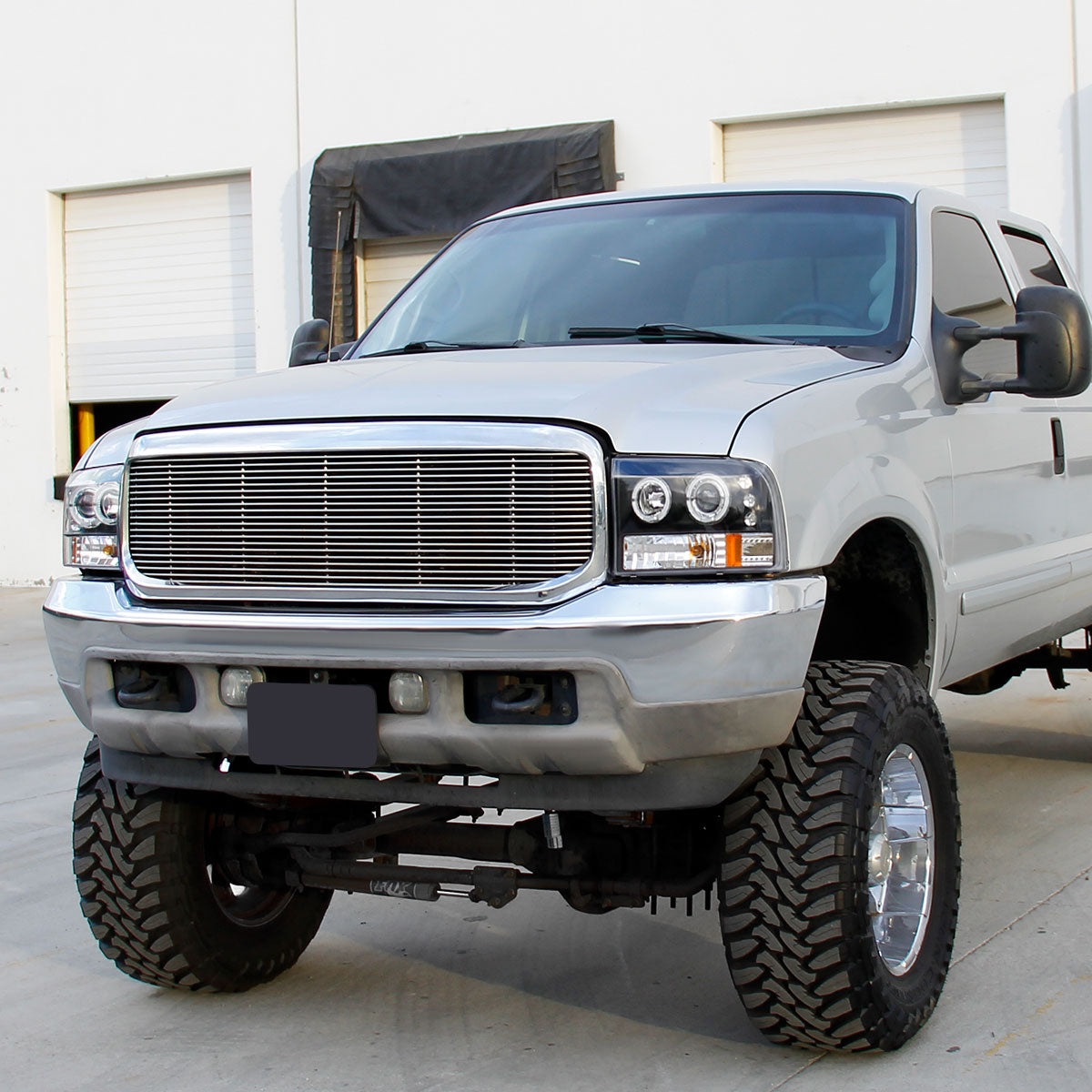 Ronnin - Fits 1999-2004 Ford F250 F350 F450 F550 Excursion US Spec Upgrade Replacement LED Dual Rims Projector Headlights Assembly Pair | Black