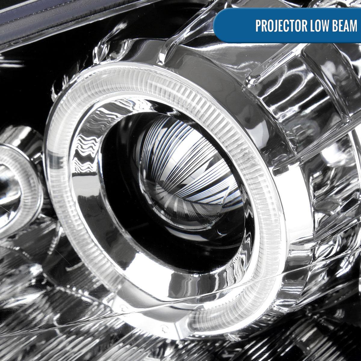 Ronnin - Fits 2000-2004 Ford Focus Upgrade Replacement LED Dual Rims Projector Headlights Assembly Pair | Chrome