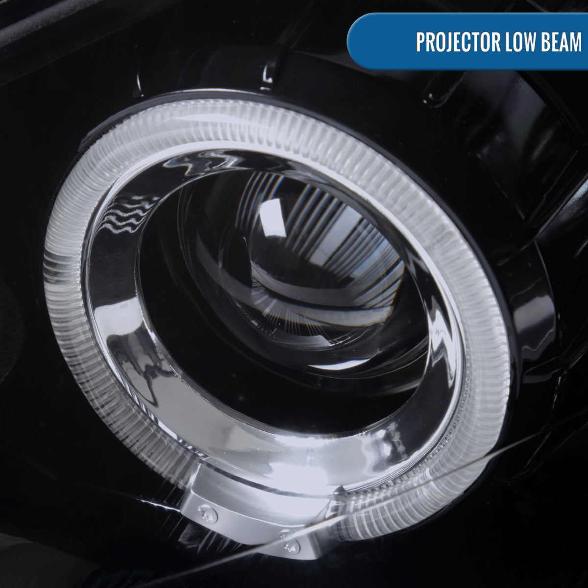 Ronnin - Fits 2000-2004 Ford Focus Upgrade Replacement LED Dual Rims Projector Headlights Assembly Pair | Black Smoke