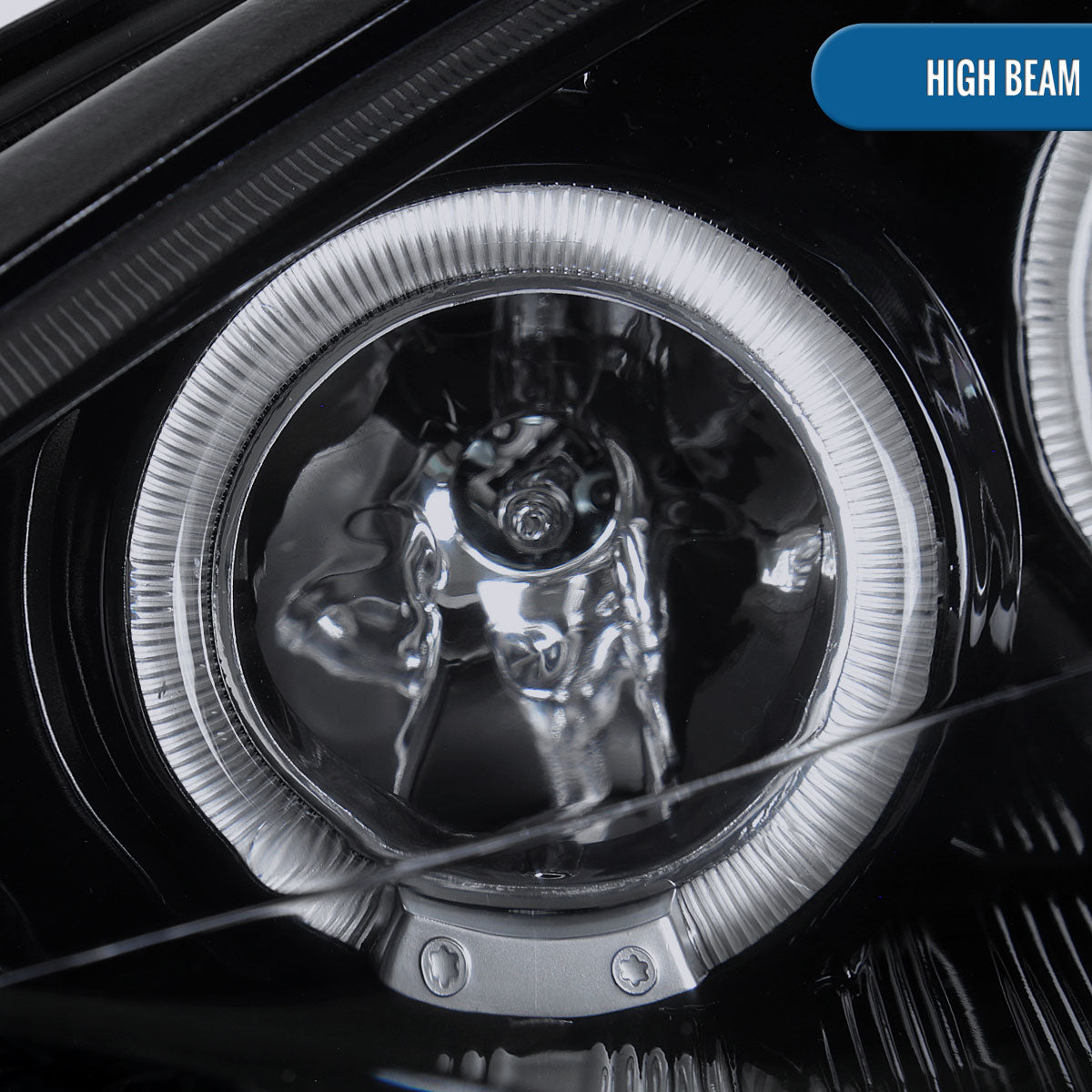 Ronnin - Fits 2000-2004 Ford Focus Upgrade Replacement LED Dual Rims Projector Headlights Assembly Pair | Black Smoke