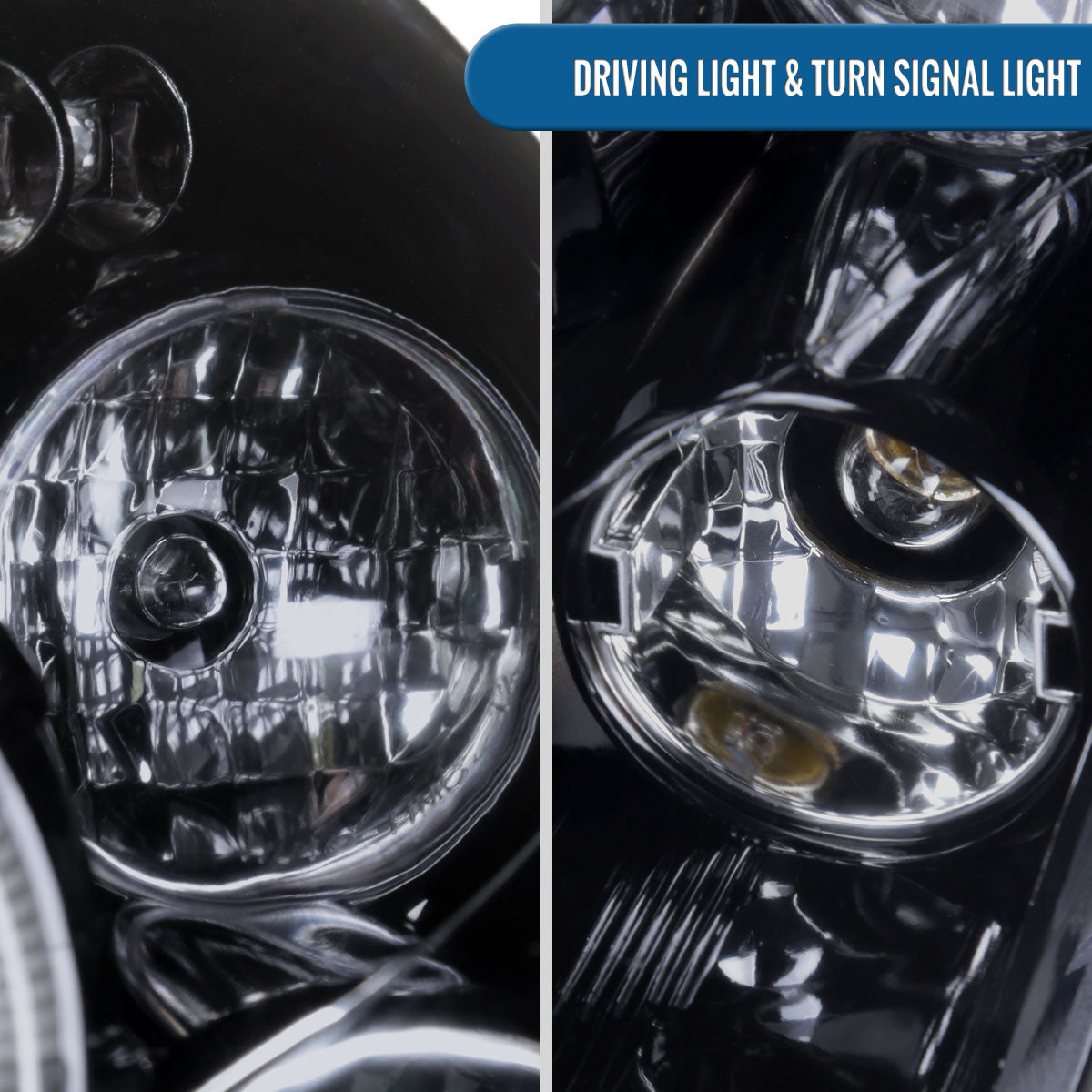 Ronnin - Fits 2000-2004 Ford Focus Upgrade Replacement LED Dual Rims Projector Headlights Assembly Pair | Black Smoke