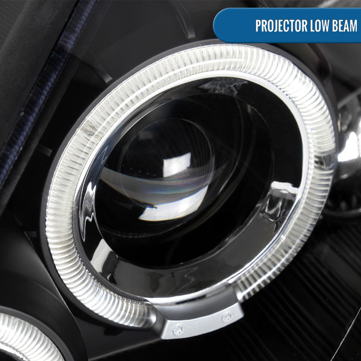 Ronnin - Fits 2000-2004 Ford Focus Upgrade Replacement LED Dual Rims Projector Headlights Assembly Pair | Black