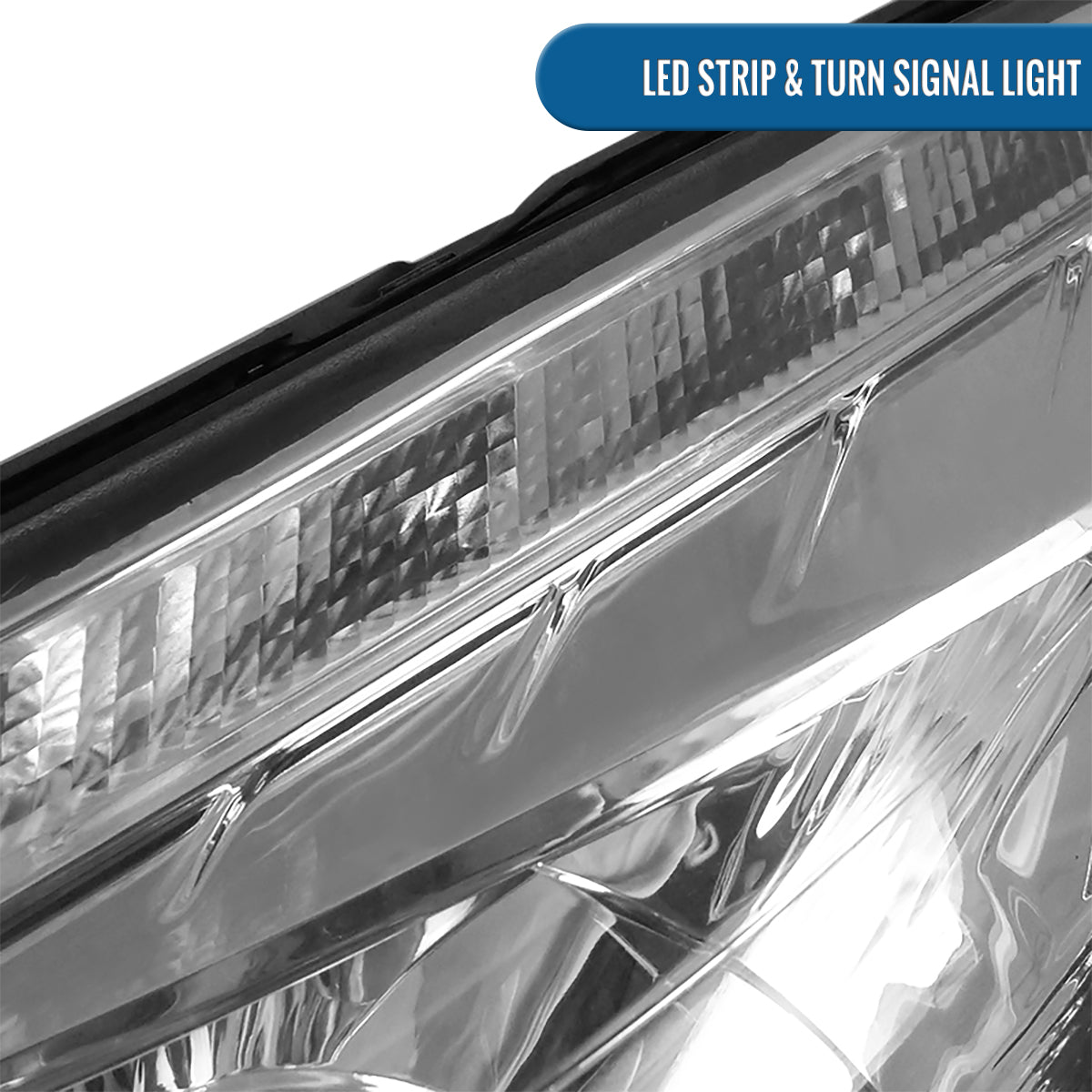 Ronnin - Fits 2012-2014 Ford Focus Upgrade Replacement LED Tube Projector Headlights Assembly Pair | Chrome