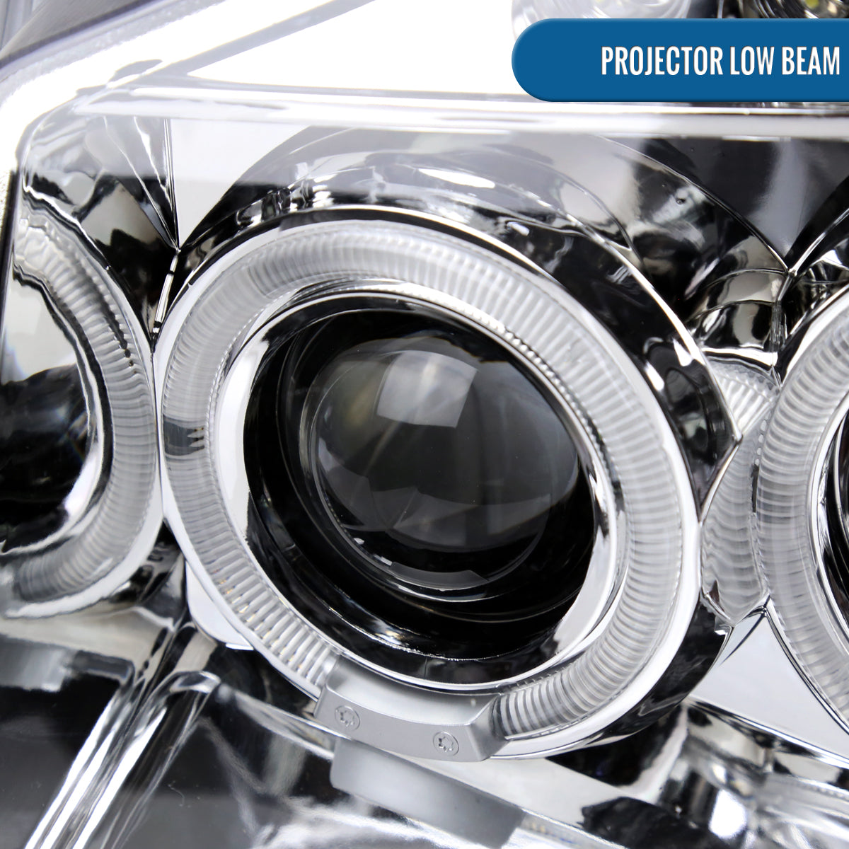 Ronnin - Fits 2001-2004 Nissan Frontier Upgrade Replacement LED Halo Rims Projector Headlights Assembly Pair | Chrome