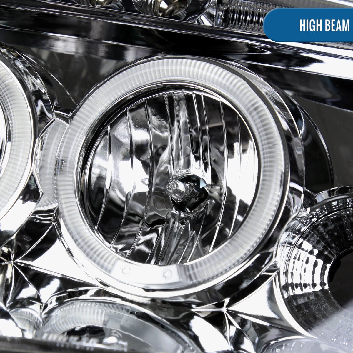 Ronnin - Fits 2001-2004 Nissan Frontier Upgrade Replacement LED Halo Rims Projector Headlights Assembly Pair | Chrome