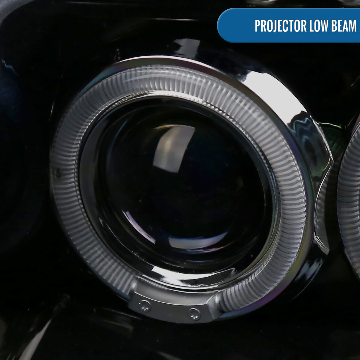 Ronnin - Fits 2001-2004 Nissan Frontier Upgrade Replacement LED Halo Rims Projector Headlights Assembly Pair | Gloss Black