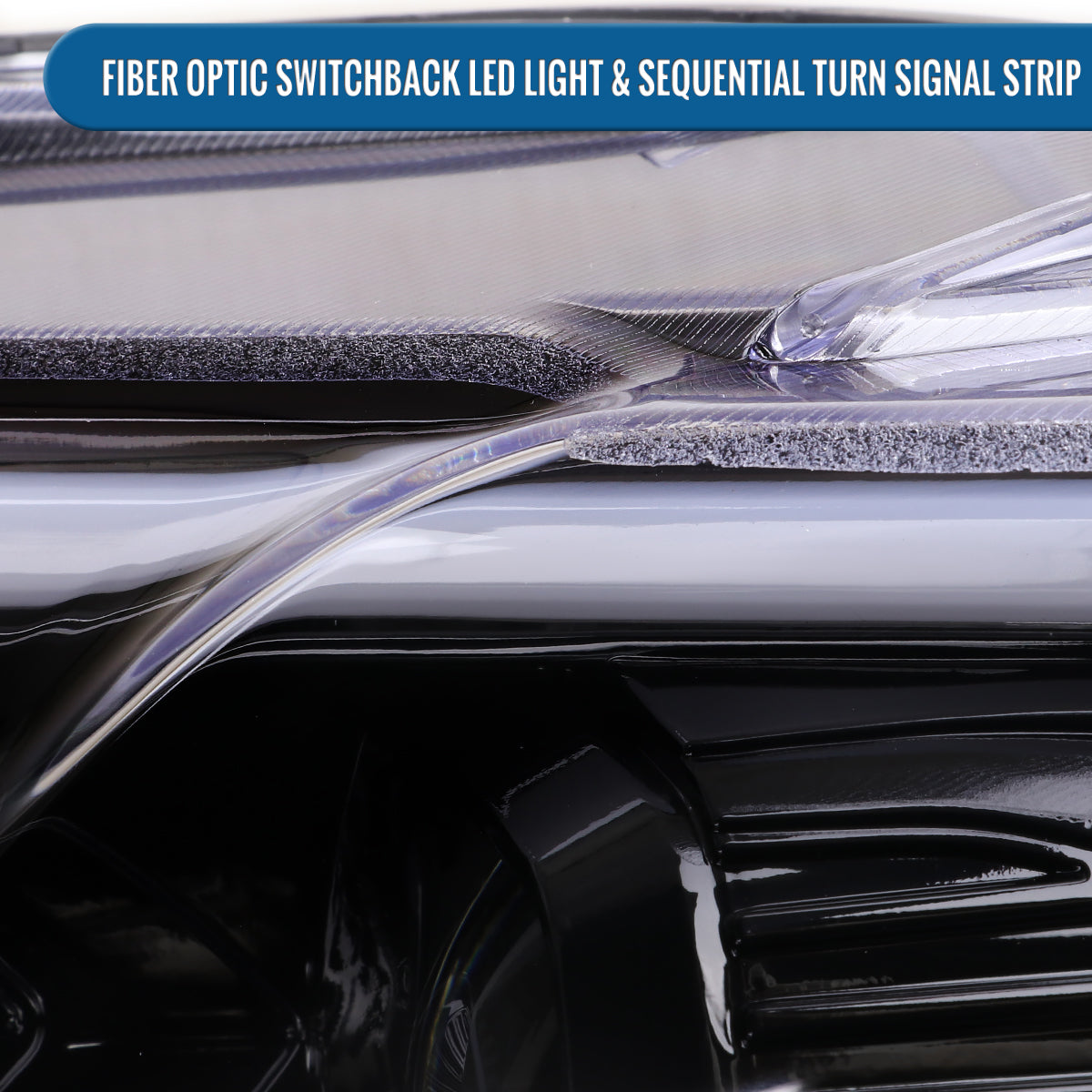 Ronnin - Fits 2013-2016 Ford Fusion LED Switchback Sequential Turn Signals Projector Halogen Headlights Upgrade Assembly Pair | Gloss Black