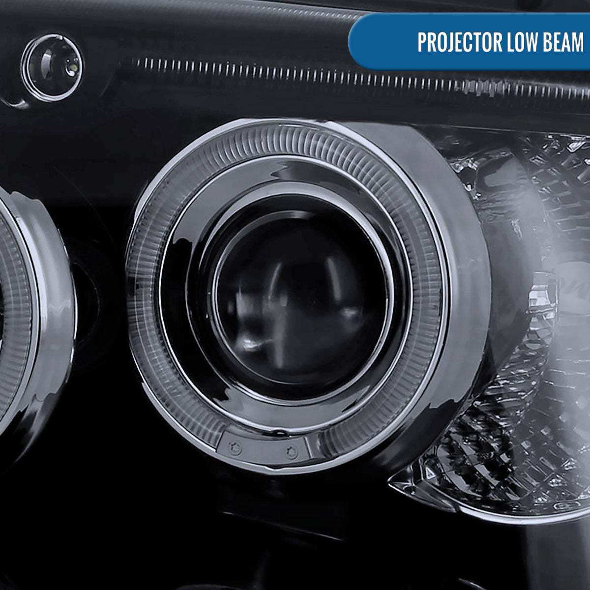 Ronnin - Fits 1999-2004 Jeep Grand Cherokee Upgrade Replacement LED Dual Rims Projector Headlights Assembly Pair | Black Smoke