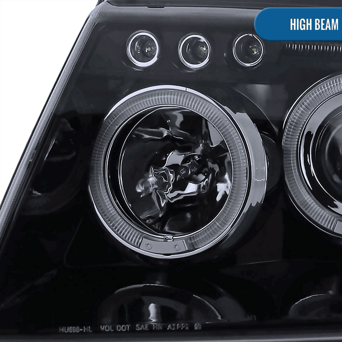 Ronnin - Fits 1999-2004 Jeep Grand Cherokee Upgrade Replacement LED Dual Rims Projector Headlights Assembly Pair | Black Smoke