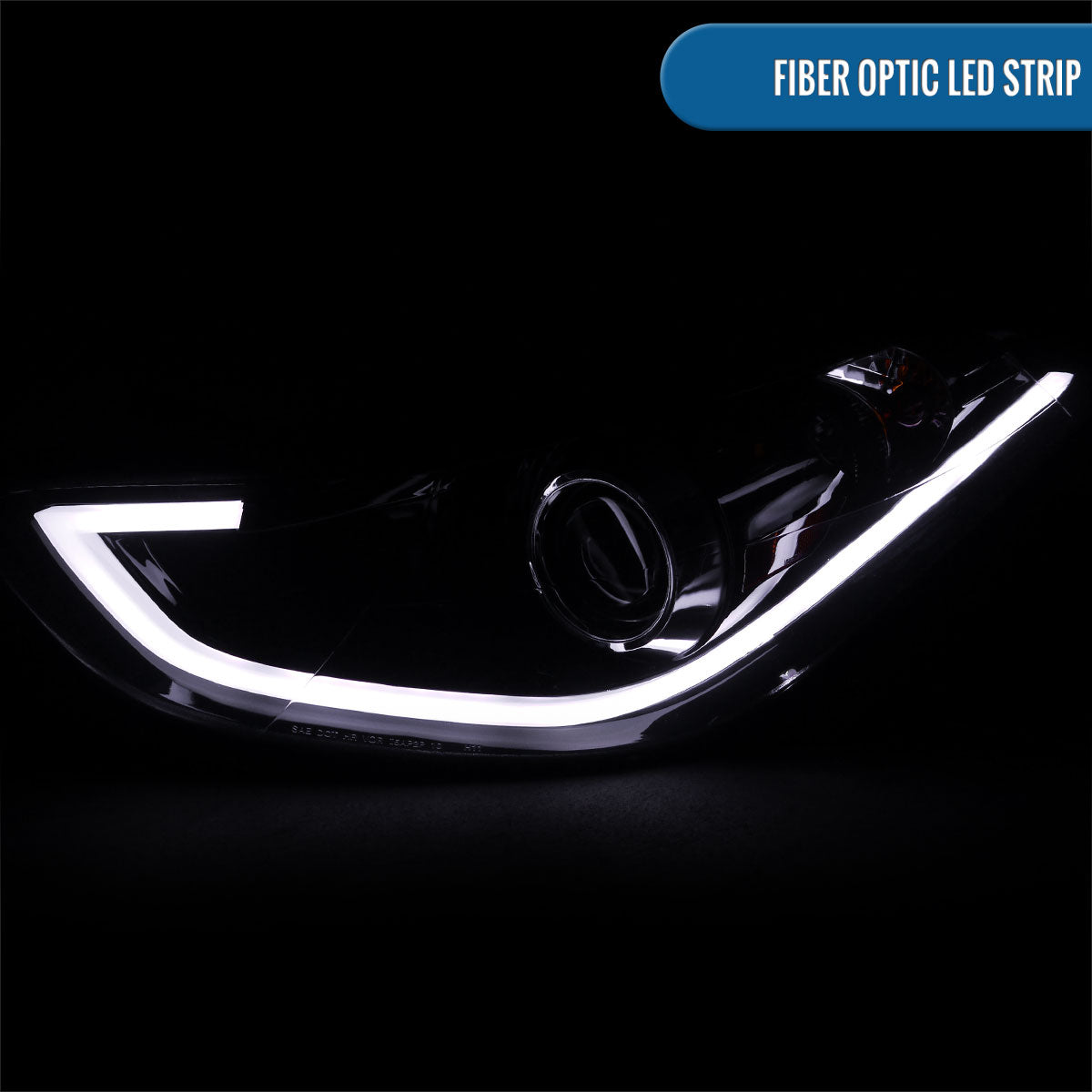 Ronnin - Fits 2011-2013 Hyundai Elantra LED Tube Running Lights Projector Headlights Upgrade Assembly Pair | Black Smoke