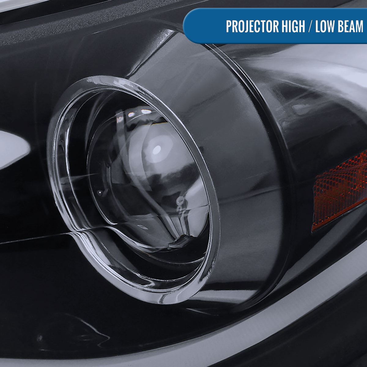 Ronnin - Fits 2011-2013 Hyundai Elantra LED Tube Running Lights Projector Headlights Upgrade Assembly Pair | Black Smoke