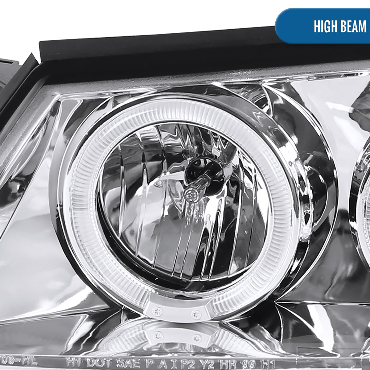 Ronnin - Fits 2000-2005 Chevy Impala Upgrade LED Dual Rims Running Lights Projector Headlights Assembly Pair | Chrome