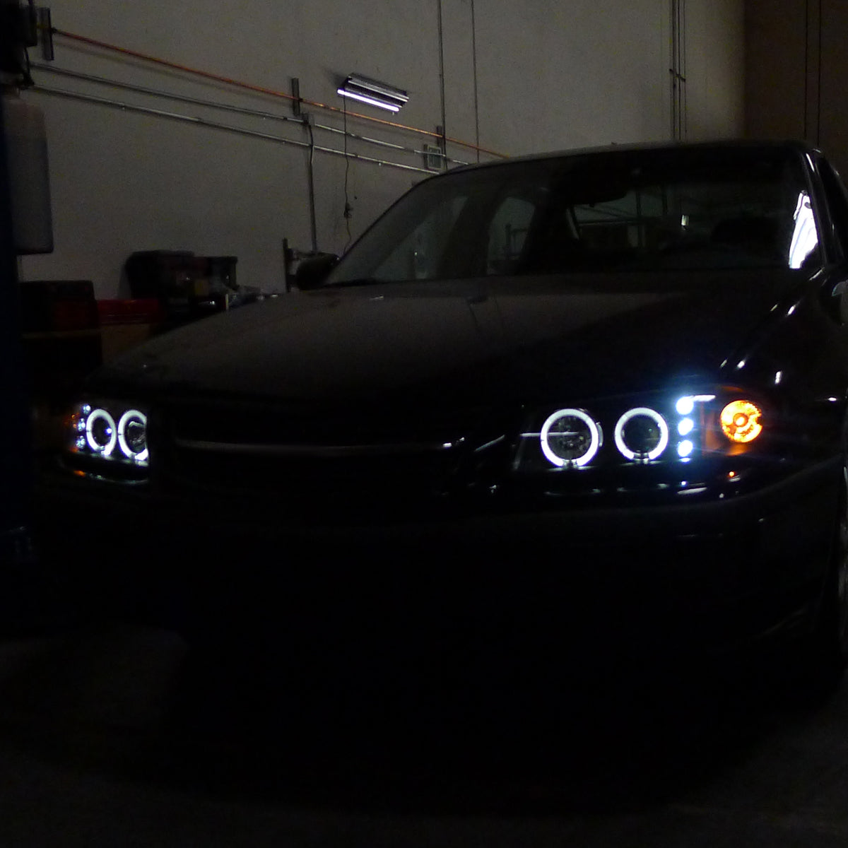 Ronnin - Fits 2000-2005 Chevy Impala Upgrade LED Dual Rims Running Lights Projector Headlights Assembly Pair | Black