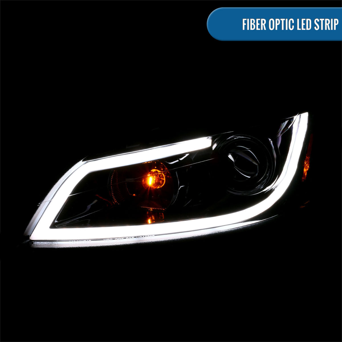 Ronnin - Fits 2006-2016 Chevy Impala 2006-2007 Chevy Monte Carlo Upgrade LED Running Light Tube Projector Headlights Assembly Pair | Gloss Black