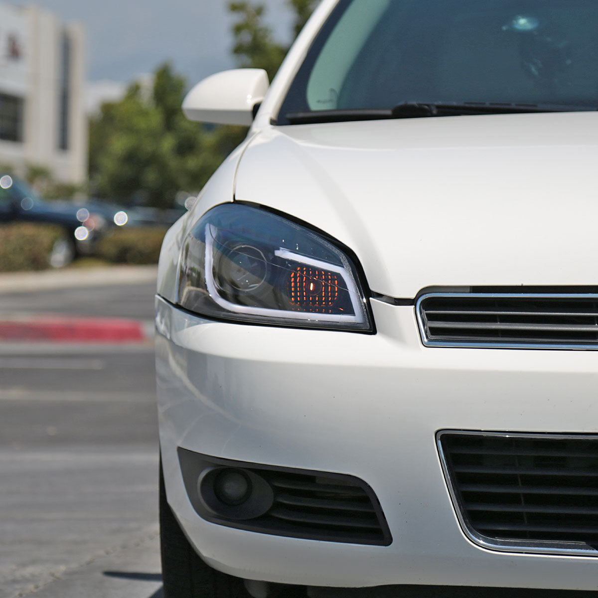 Ronnin - Fits 2006-2016 Chevy Impala 2006-2007 Chevy Monte Carlo Upgrade LED Running Light Tube Projector Headlights Assembly Pair | Gloss Black