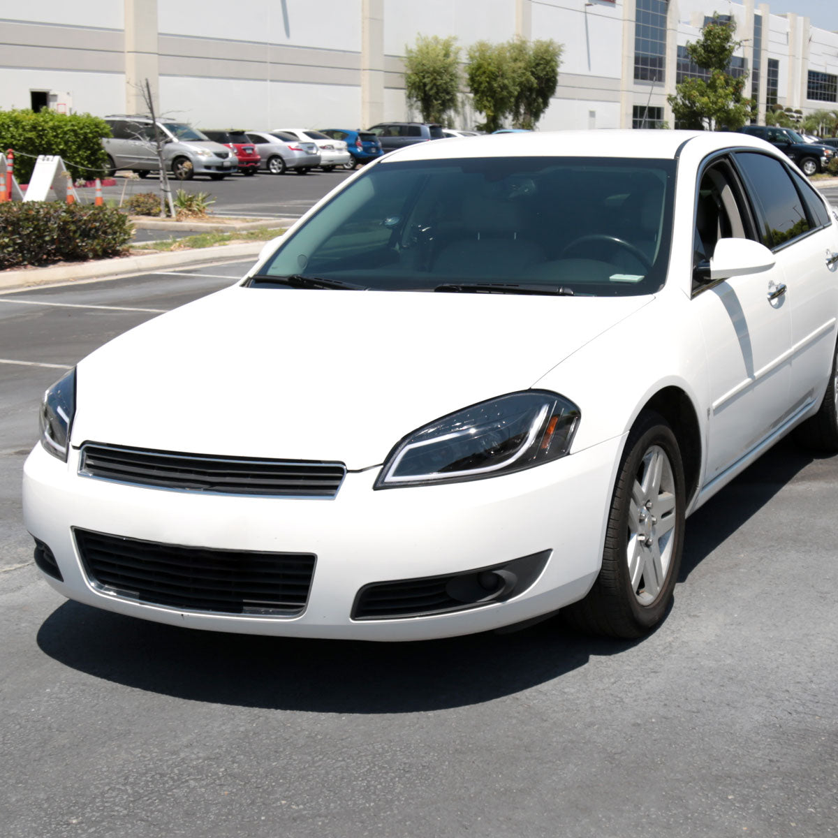 Ronnin - Fits 2006-2016 Chevy Impala 2006-2007 Chevy Monte Carlo Upgrade LED Running Light Tube Projector Headlights Assembly Pair | Gloss Black