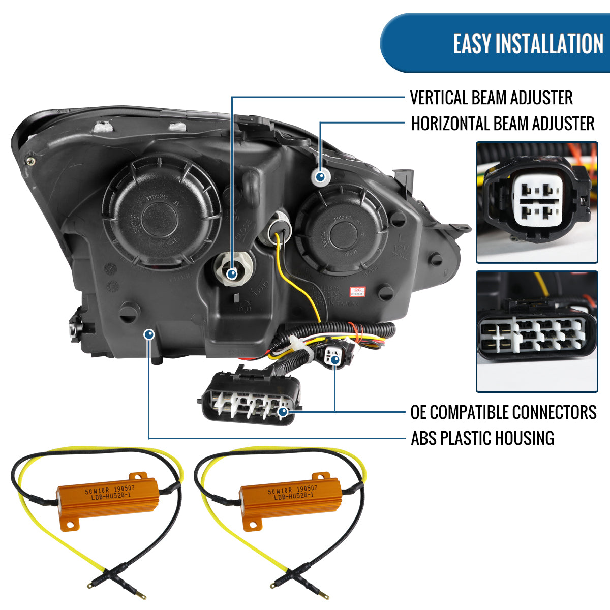 Ronnin - Fits 2006-2010 Lexus IS250 IS350 Upgrade LED Switchback Sequential Turn Signals Projector Halogen Headlights Assembly Pair | Black