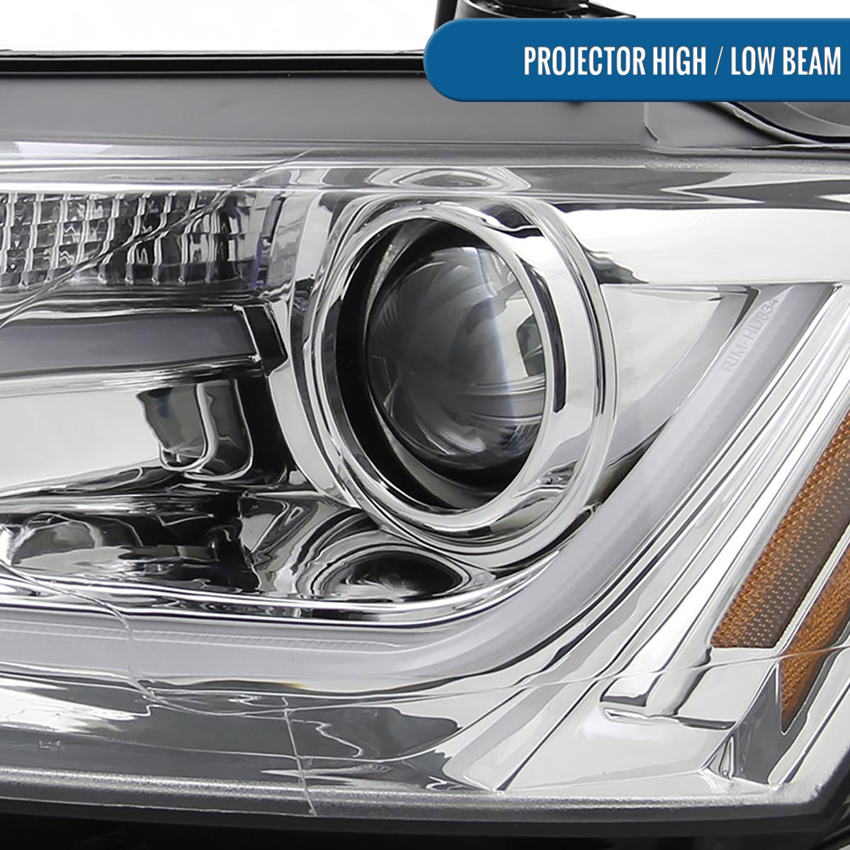 Ronnin - Fits 2011-2018 Volkswagen Jetta Upgrade Projector Headlights Assembly LED Tube Running Lights Pair | Chrome