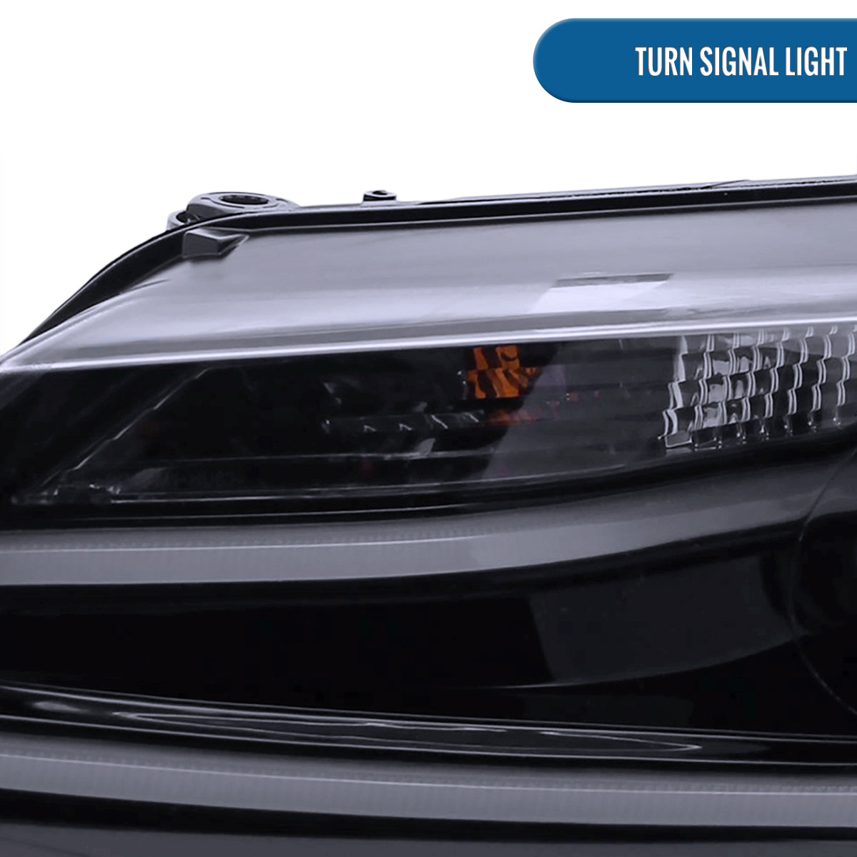 Ronnin - Fits 2011-2018 Volkswagen Jetta Upgrade Projector Headlights Assembly LED Tube Running Lights Pair | Black Smoke