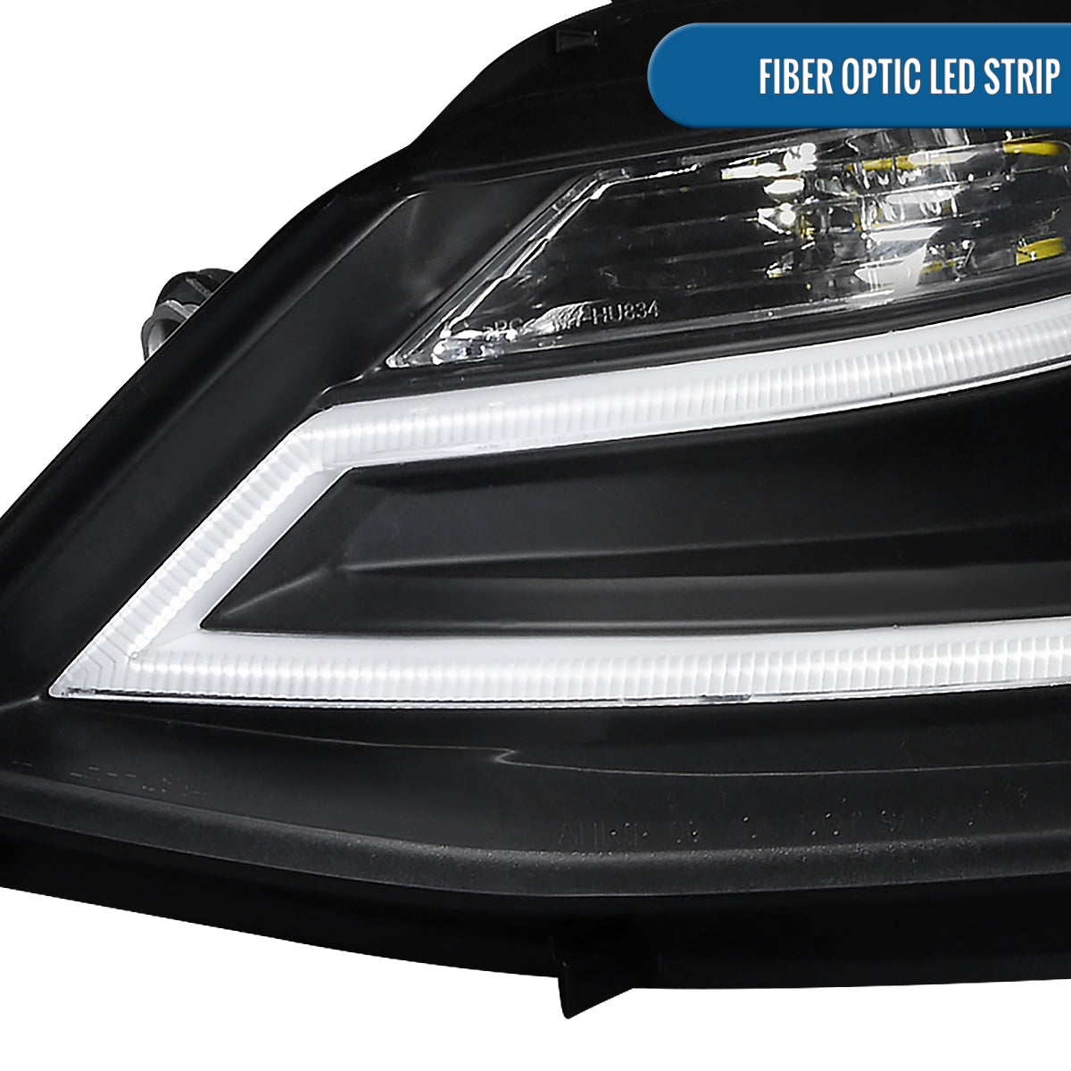 Ronnin - Fits 2011-2018 Volkswagen Jetta Upgrade Projector Headlights Assembly LED Tube Running Lights Pair | Black