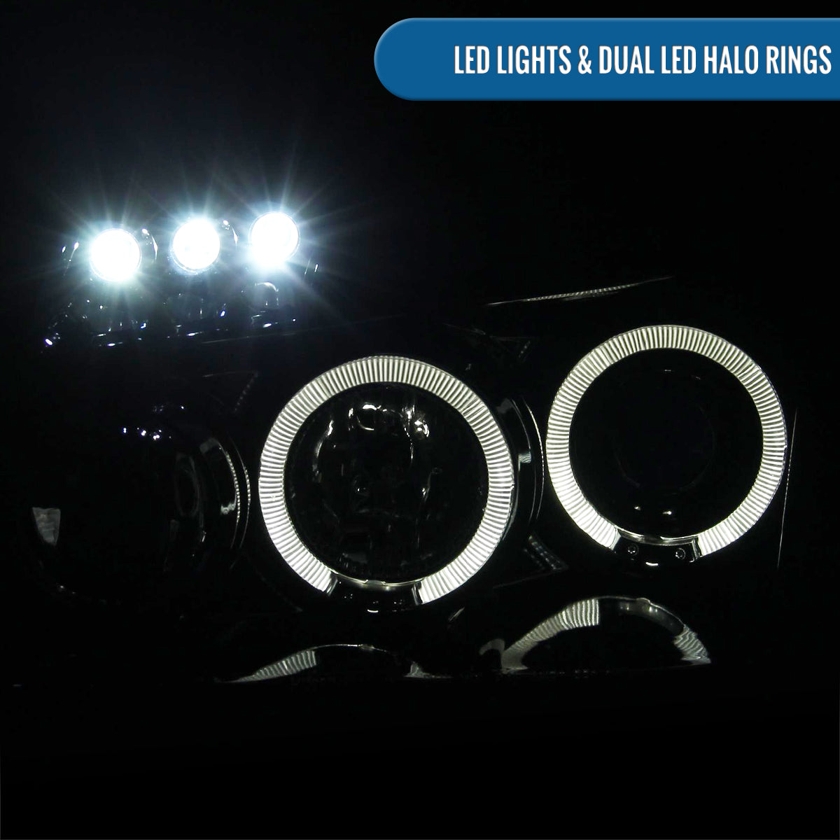 Ronnin - Fits 2005-2007 Dodge Magnum Upgrade Replacement LED Dual Rims Projector Headlights Assembly Pair | Black Smoke