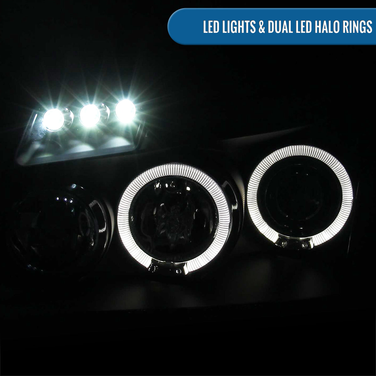 Ronnin - Fits 2005-2007 Dodge Magnum Upgrade Replacement LED Dual Rims Projector Headlights Assembly Pair | Black