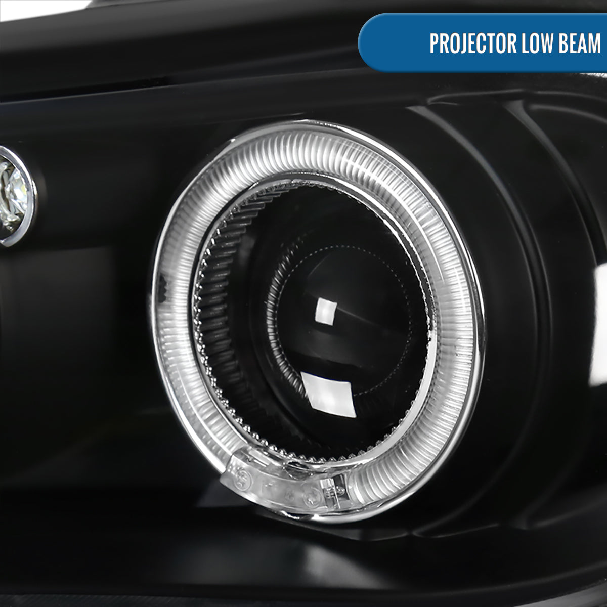 Ronnin - Fits 1997-2005 Oldsmobile Cutlass Chevy Classic Malibu LED Dual Rims Running Lights Projector Headlights Assembly Pair | Black