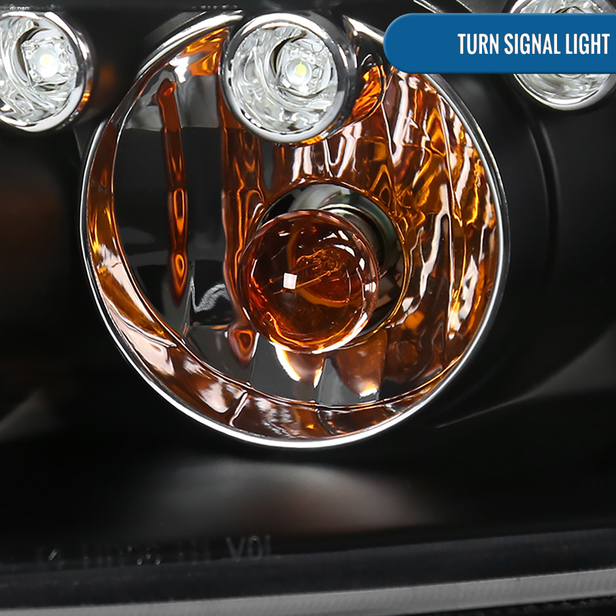 Ronnin - Fits 1997-2005 Oldsmobile Cutlass Chevy Classic Malibu LED Dual Rims Running Lights Projector Headlights Assembly Pair | Black