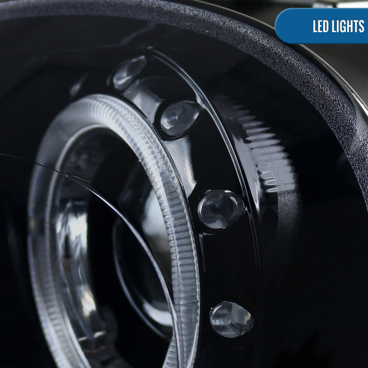 Ronnin - Fits 2007-2015 Mini Cooper R55 R56 R57 R58 R59 Upgraded LED Halo Rim Projector Headlights Assembly Pair | Black Smoke
