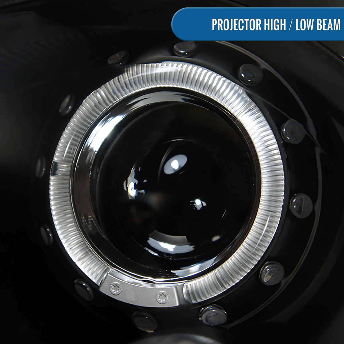 Ronnin - Fits 2007-2015 Mini Cooper R55 R56 R57 R58 R59 Upgraded LED Halo Rim Projector Headlights Assembly Pair | Black