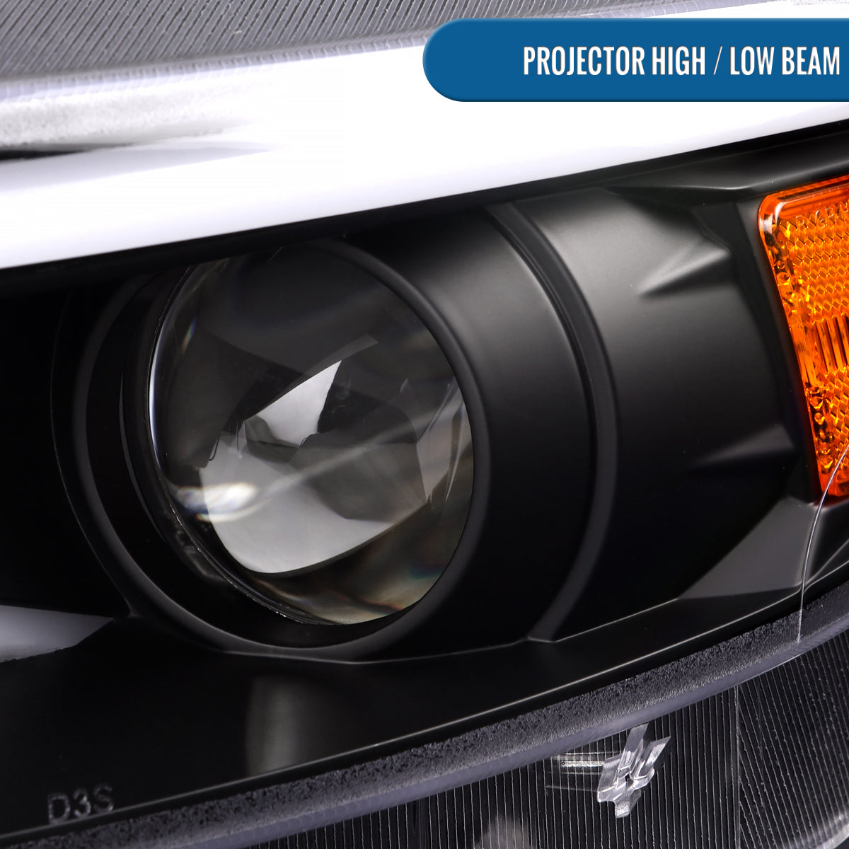 Ronnin - Fits 2015-2022 Ford Mustang Upgraded LED DRL Sequential Turn Signals Projector HID Headlights Assembly Pair | Black
