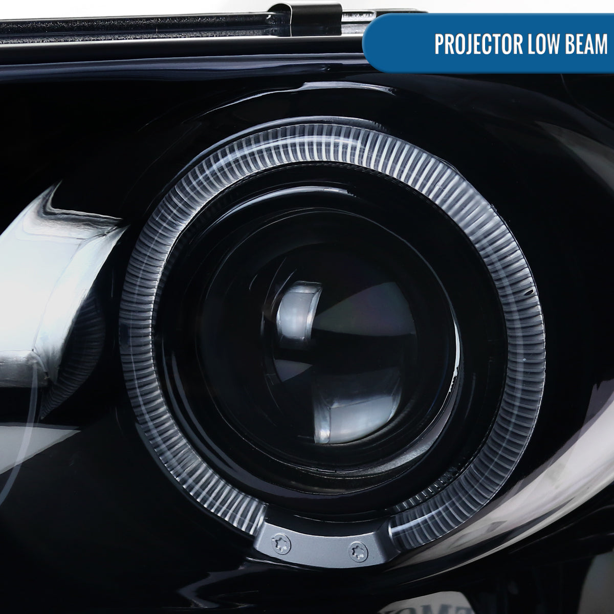 Ronnin - Fits 2002-2005 Dodge Ram 1500 2500 3500 Upgrade LED Dual Rims Projector Headlights Assembly Pair | Black Smoke