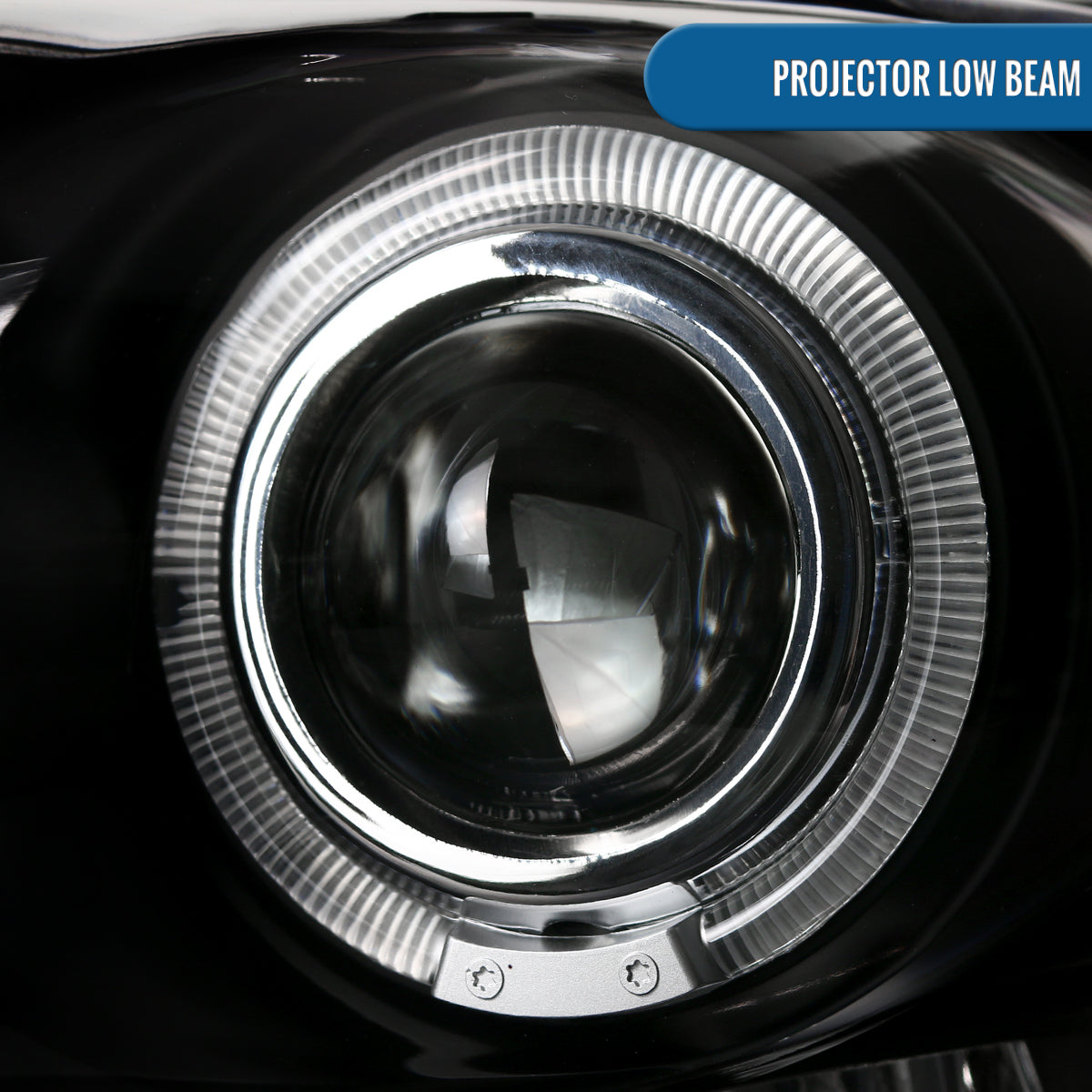 Ronnin - Fits 2002-2005 Dodge Ram 1500 2500 3500 Upgrade LED Dual Rims Projector Headlights Assembly Pair | Black