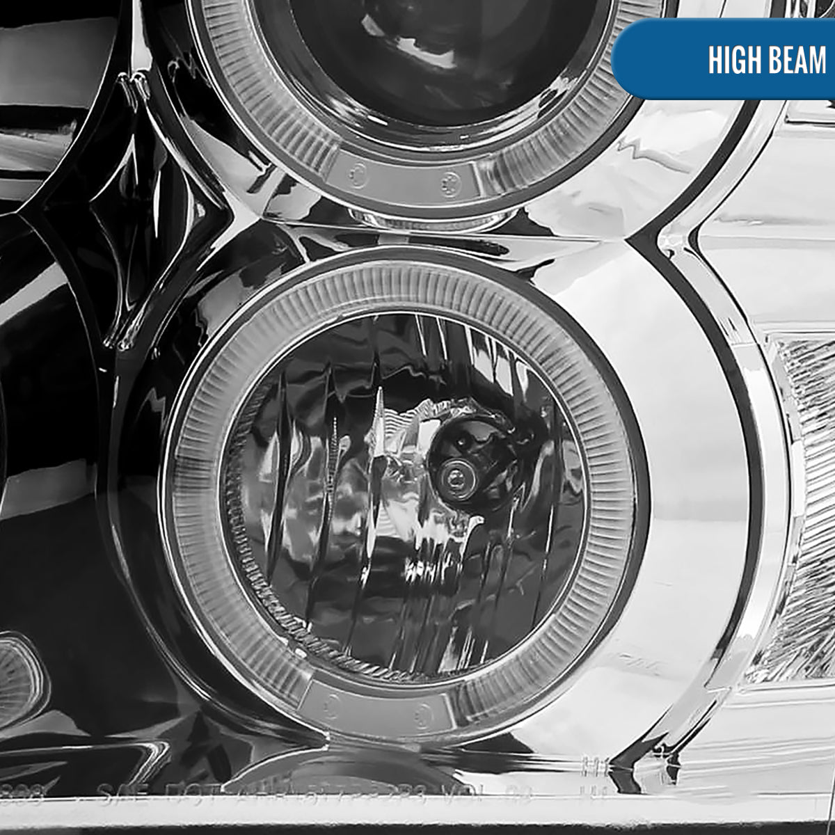 Ronnin - Fits 2009-2018 Ram 1500 2500 3500 2019-2024 Ram 1500 Classic LED Dual Halo Rims Running Lights Halogen Projector Headlights Assembly Pair | Chrome